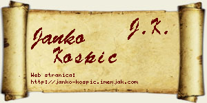 Janko Košpić vizit kartica